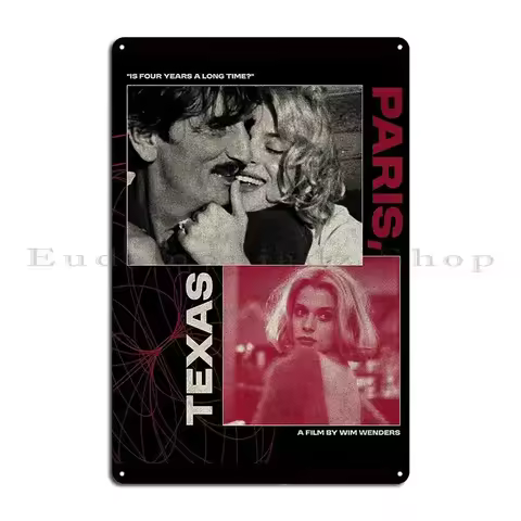 Paris Texas 1984 Metal Sign Retro Garage Wall Mural Cinema designer Tin Sign Poster