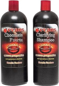 evans COMBO PACK Brazilian Keratin Hair Smoothing Treatment Blowout Straightening System – Strong 32 fl oz + Clarifying Shampoo 32 fl oz
