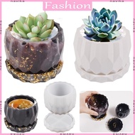 NAV Round Gypsum Silicone Mold DIY Succulents Concrete Flower Pot Vase Plaster Cement Molds Clay  Holder Mould Decor