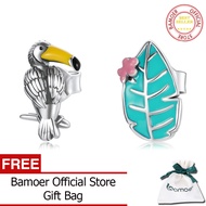 {GKYJK} BAMOER Silver Enamel Bird and Leaf Plant 925 Sterling Silver Earring Gift for Women Fashion