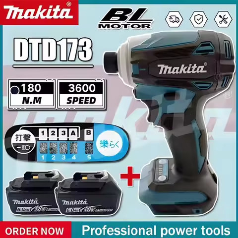 Makita DTD173 18V LXT BL Brushless Impact Driver - 180 N·m Max Torque, 4-Speed Mode, 1/4" Hex Shank