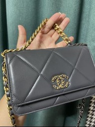 🈹🈹🈹❤️‍🔥全新Chanel 19 woc chanel wallet on chain灰色