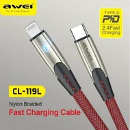 AWEI - CL-119L Type-C to Lightning PD 20W USB 快速充電線 尼龍編織 多功能數據傳輸線 快充 1米