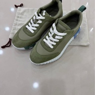 Hermes愛馬仕高科技網眼麂皮山羊皮運動鞋 瓷綠色