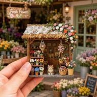 Miniature Flower House Resin Embossed Magnetic Refrigerator Stickers Cultural Creative Souvenirs Sma