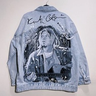 彩繪牛仔夾克手工定制 Kurt Cobain Nirvana 禮物