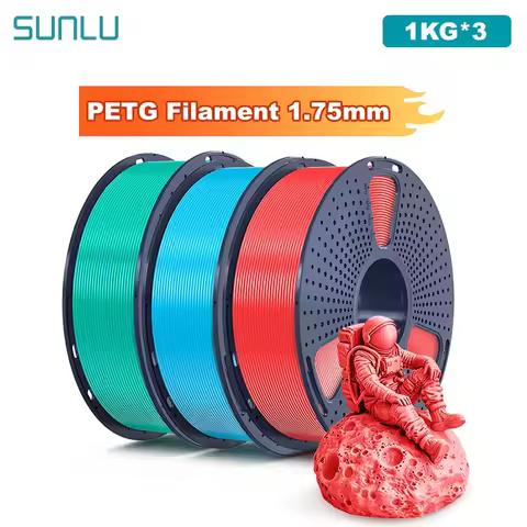 SUNLU 3KG PETG /Clear 3D Printer Filament 1.75mm 1000g Spool (2.2lbs) Neatly Arranged No Knot Filame