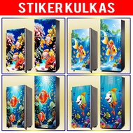 1-DOOR FRIDGE STICKERS, 2-DOOR FRIDGE STICKERS, FISH-MOTIF FRIDGE WALLPAPER