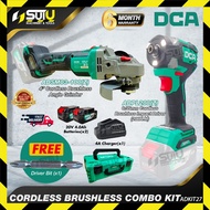DCA ADKIT27 Brushless Cordless Combo Kit Impact Driver + Angle Grinder + 2Bat 4.0Ah + Charger