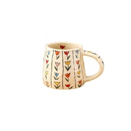 1pc 350ml Handmade Ceramic Mug with Unique Floral Designs – Perfect for Tea Coffee Milk Juice – Deco