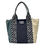 SEE BY CHLOE Tote Bag Purse ivory Navy blue Light Direct from Japan Secondhand
