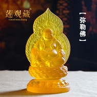 Fine water-glazed Straw Jewels Buddha Amitabha Buddha Ksitig Premium water Glass Three Treasures Bud