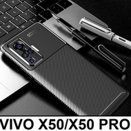 Casing HP Vivo X50 X 50 Pro Carbon Motif Soft Case Back Cover Softcase