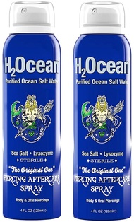 H2Ocean Piercing Aftercare Spray, Saline Spray for Piercings Cleaning Solution, with Sea Salt Nipple