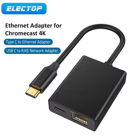 ELECTOP USB Network Card Ethernet Adapter for Chromecast Google TV Type-C to RJ45 Network for Smartp