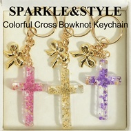 Colorful Cross Keychain for Women Bowknot Pendant Lucky Fashion Accessory Creative Gift for Birthday