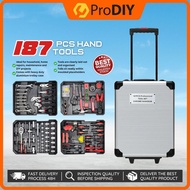 187pcs Craft Hand Tools In Aluminium Trolley Case Tool Box Set Car Motor Workshop Repair Using Alat 