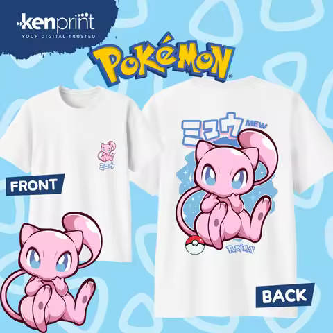 Pokemon Mew T Shirt Men Kawaii Legendary Mythical Graphic Tee Harajuku Streetwear Casual Cotton Tops