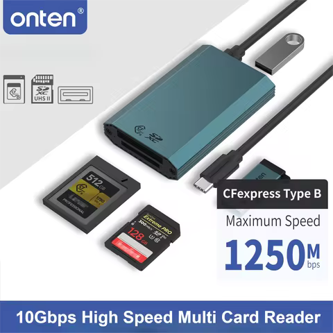 ONTEN CFexperss Type B SD 4.0 Card Reader 10Gbps USB 3.2 Gen2 /USB C Portable Adapter with CF SD/SDX