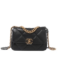 Chanel Black Quilted Lambskin Small Chanel 19 Flap Bag Aged Gold, Ruthenium and Silver Hardware, 202