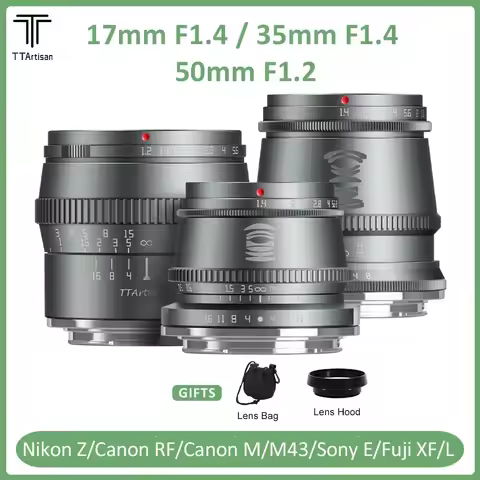 TTArtisan 17mm F1.4 35mm F1.4 50mm F1.2 APS-C Manual Focus Titanium Grey Portrait Photography Lens f
