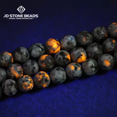 Natural Flame Stone Beads Yooperlite Fire Sodalite Round Loose Spacer Bead for Jewelry Making DIY Br