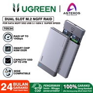 UGREEN Enclosure M.2 Dual-Slot For SATA NGFF B-KEY Speed 6Gbps 70534