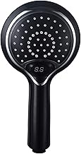 LED Shower Head with Temperature Display, Rainfall 3 Colors Changing High Pressure Spray Filter Showerheads ABS Hand Held Showerhead,Black Yearn for