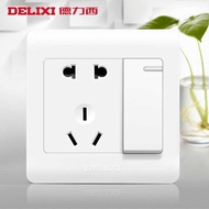 Deli Type 86 Wall Switch Socket Panel Porous Five-Hole Household Air Conditioning Dark Line Brushed 