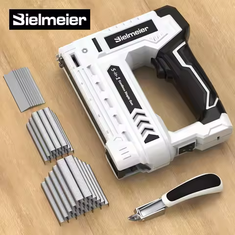 Bielmeier 4V 5-in-1 Type-C Rechargeable Stapler Kit, Spport T50/T20 Staples, T25 Wire Staples, Pin/b