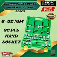 "TEKIRO - 32 PCS HAND SOCKET SET 1/2" DR. 6 PT (8-32MM) SM" HAND SOCKET SET WITH 32 PIECES