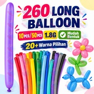 [50pcs] 1.8gram Matte Long Balloon 260 Long Ballon Panjang Twist Balloon Belon Panjang Baloon Party