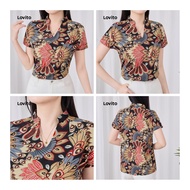 (Fashion1) Lovito Boho Blouse Plicated Spring/summer Blouse for Women L142ED448 Lovito Blus Boho Pli