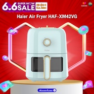 [New]Haier Air Fryer หม้อทอดไร้น้ำมัน ขนาด 4.2 ลิตร รุ่น HAF-XM42VG ตะแกรงรองน้ำมันหยดเคลือบเทฟลอน สามารถถอดล้างทำความสะอาดได้ง่าย ปุ่มลูกบิดปรับเวลาได้สูงสุด 60 นาที