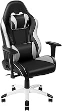 High-Back Racing Style Bonded Leather Gaming Chair,Ergonomic High Back Computer Chair Headrest and Lumbar Support E-Sports Swivel Chair,Heavy Duty Ergonomic Computer Office Desk Chair,Grey Comfortable