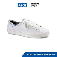 KEDS WH57559 KICKEDSTART LEATHER WHITE/BLUE Women's Lace-up Sneakers White good