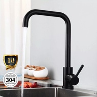 [ High Quality ] SUS304 Stainless Steel Kitchen Faucet Stainless Steel Faucet Sink Faucet Single Cold 360° Rotatable Faucet Matte Black