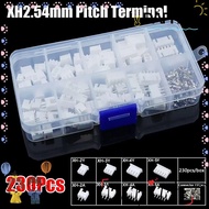 DAPHNE 230Pcs 2.54mm Pitch Terminal, 2p 3p 4p 5pin Housing Kit Pin Connector, Male And Female XH2.54