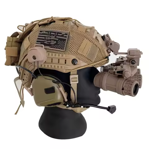 CS Tactical Helmet Set with Night Vision Model Communication Headset Nylon L4G24 Bracket for Outdoor
