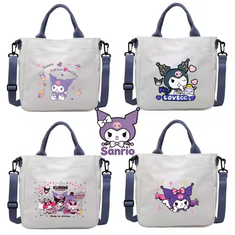 Sanrio Kuromi Shoulder Bag Cartoon Printed Handbag Large Capacity Crossbody Bag Women's Cute Handhel