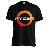RYZEN AMD LOGO 01 DTG BLACK COTTON COMBED T-SHIRT BY MDF STORE
