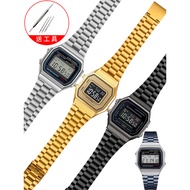Suitable for Casio Small Gold Watch LA680 AE1200/W-218H/F91W/F84 Small Square Stainless Steel Watch 