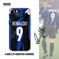 Football theme mobile phone case 12pro Inter Milan No. 9 retro protective cover / Messi Miami International mobile phone protective cover