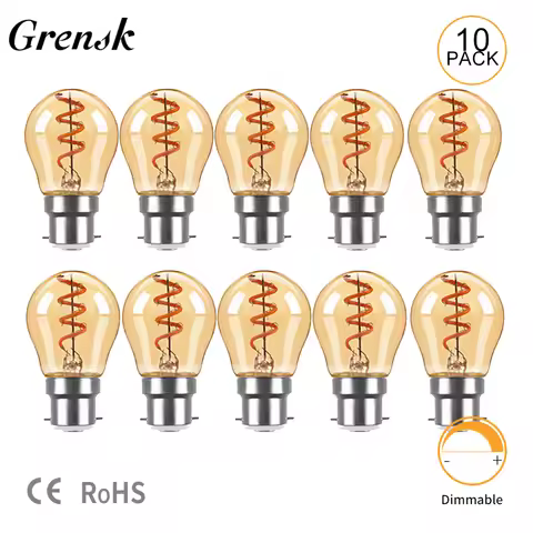 Vintage G45 Led Sprial Filament Bulb B22 Bayonet Light Bulb 3W Mini Globe Edison Lamp Warm Yellow 22