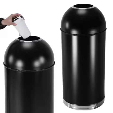 58L Bullet Outdoor Trash Bin with Removable Inner Bucket Open Top Trash Bin for Shopping Mall Elevat