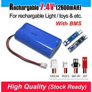 7.4V 2s1p 18650 2600mAh high capacity replacement rechargeable battery long duration bateri lithium 