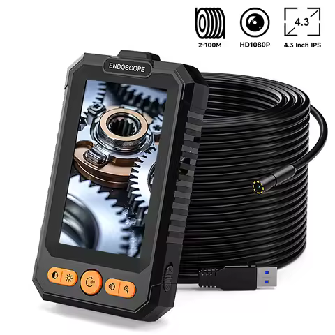 2-100m Industrial Borescope 8mm 1080P Camera 4.3'' IPS Detachable Design IP67 Endoscope Inspection C