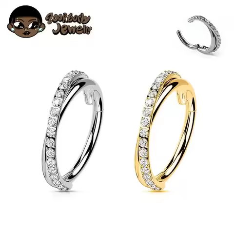 G23 Titanium Hinged Segment Ring Cartilage Hoops Double Row Helix Piercing Jewellery Conch Ring Sept