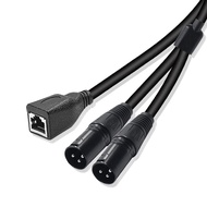 Dual XLR Male Connector to RJ45 Network Connector Audio Connection Cable XLR to RJ45 Microphone Conv