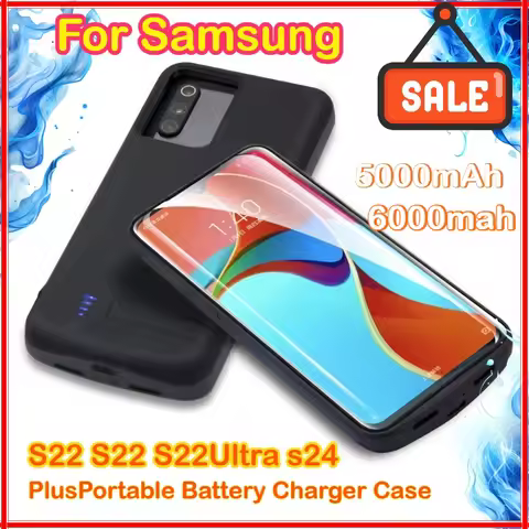 5000mAh 6000mAh Battery Charger Case Power Bank for Samsung S22 S22p S22Ultra S24 S24Plus Cover Mobi